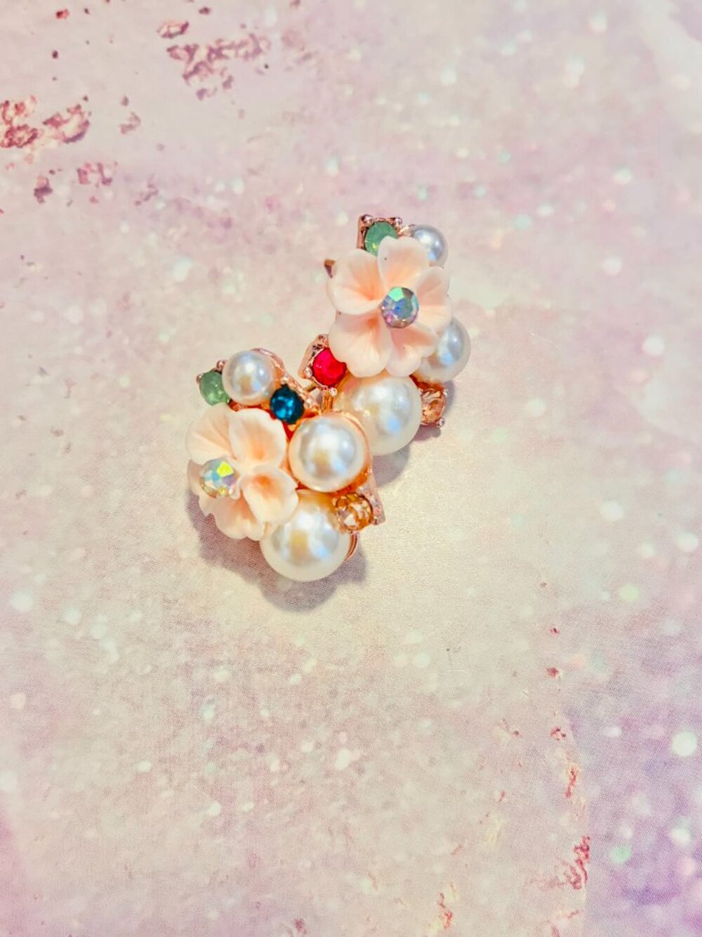 Pink Flower bijou Stud Vintage style earrings